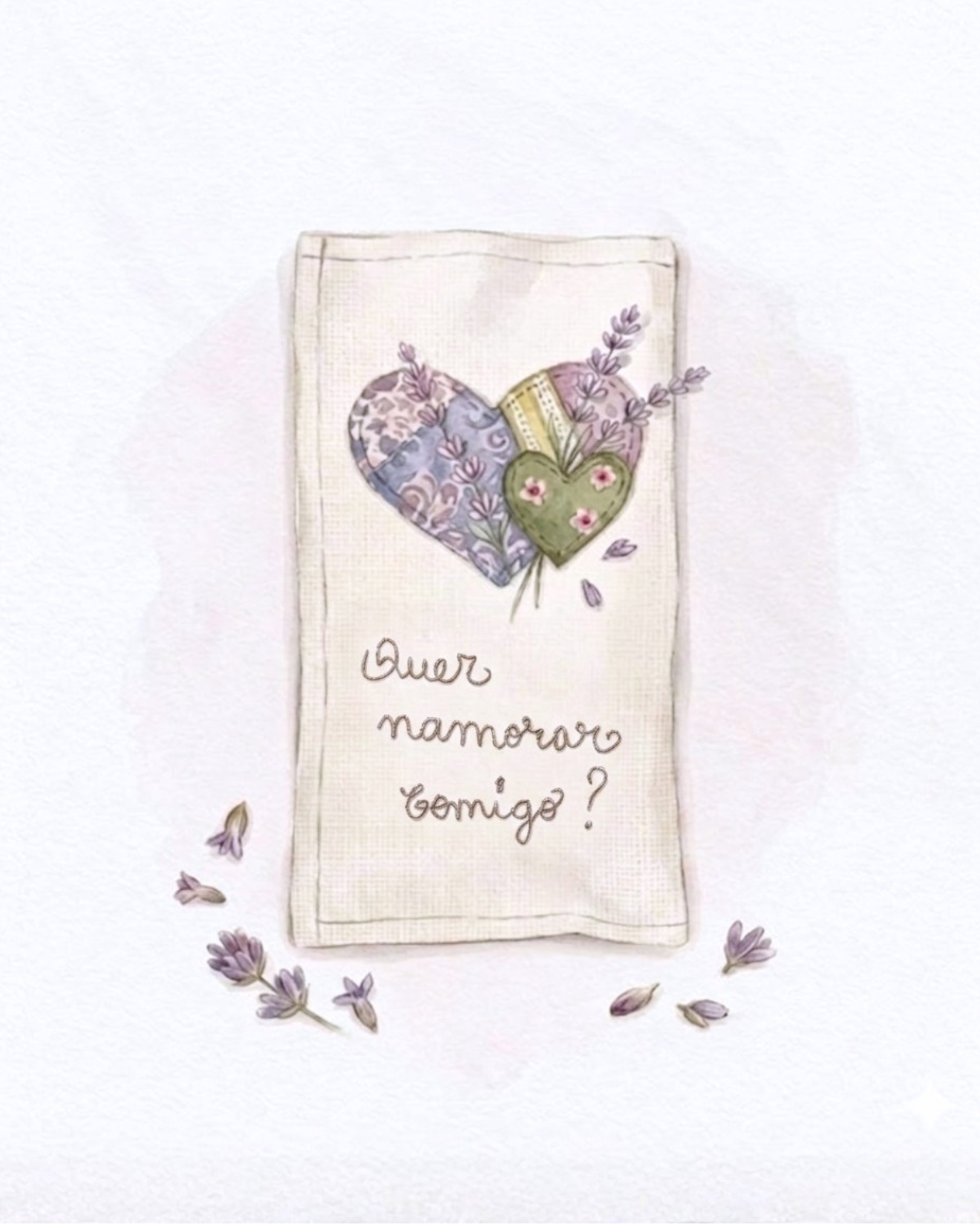 Pouch Aromas de Lavanda com bordado Quer namorar comigo?