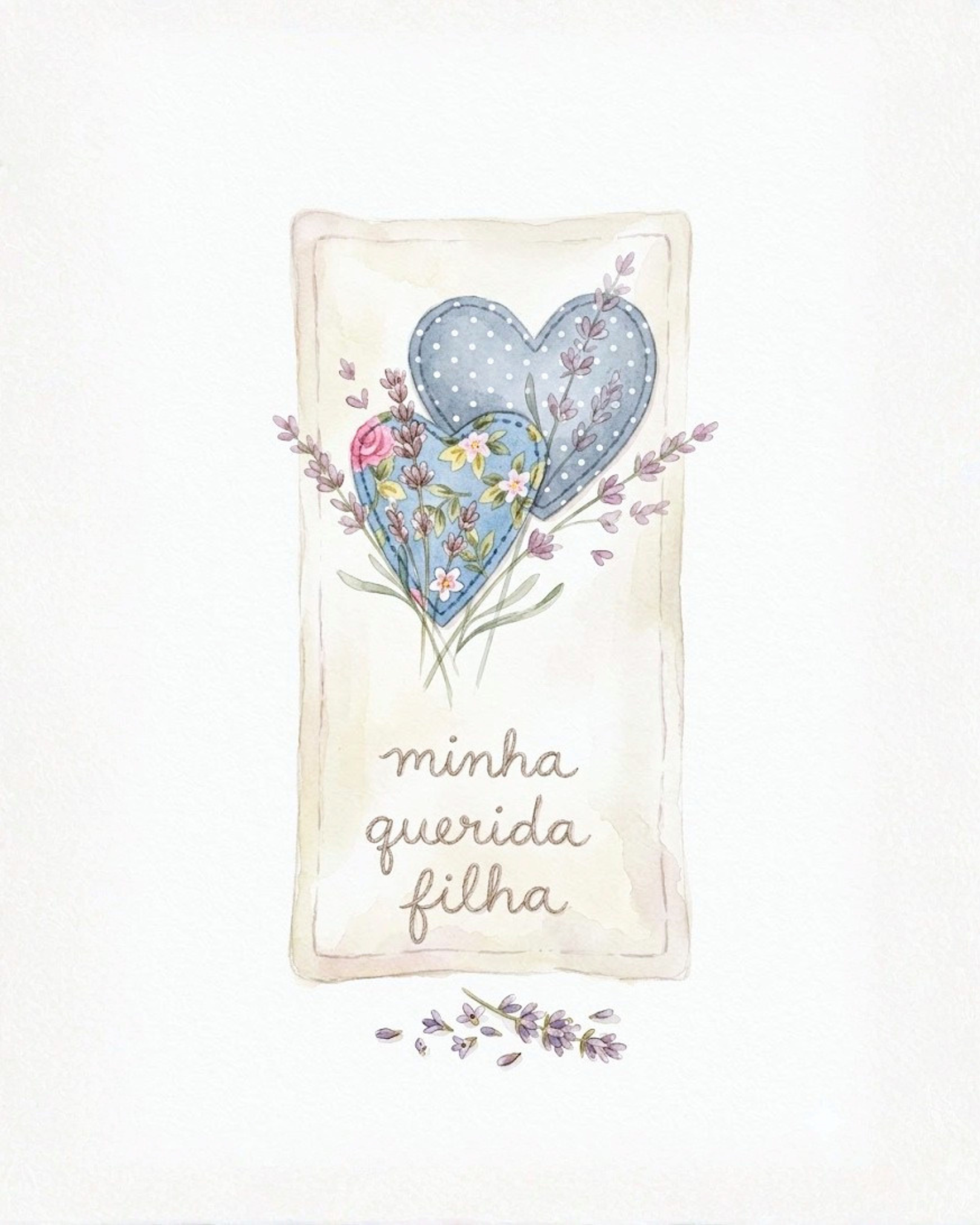 Pouch Aromas de Lavanda com bordado Minha querida filha